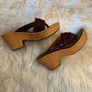 Vintage braided heel wedge sandals
